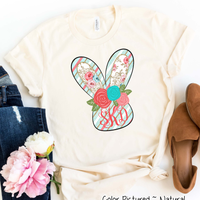 Monogram Blue and Rose Bunny Head Easter Tee