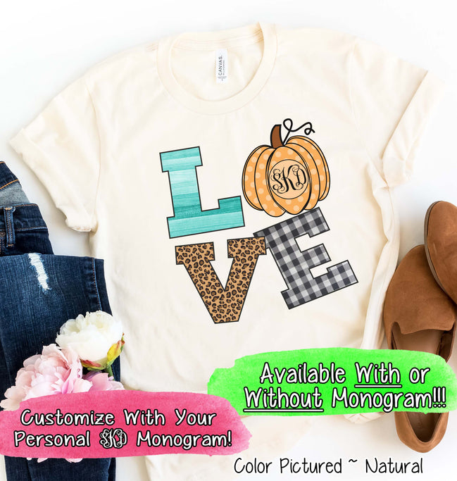 LOVE Pumpkin Monogram Fall Tee