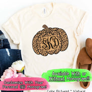 Leopard Monogram Pumpkin Fall Tee