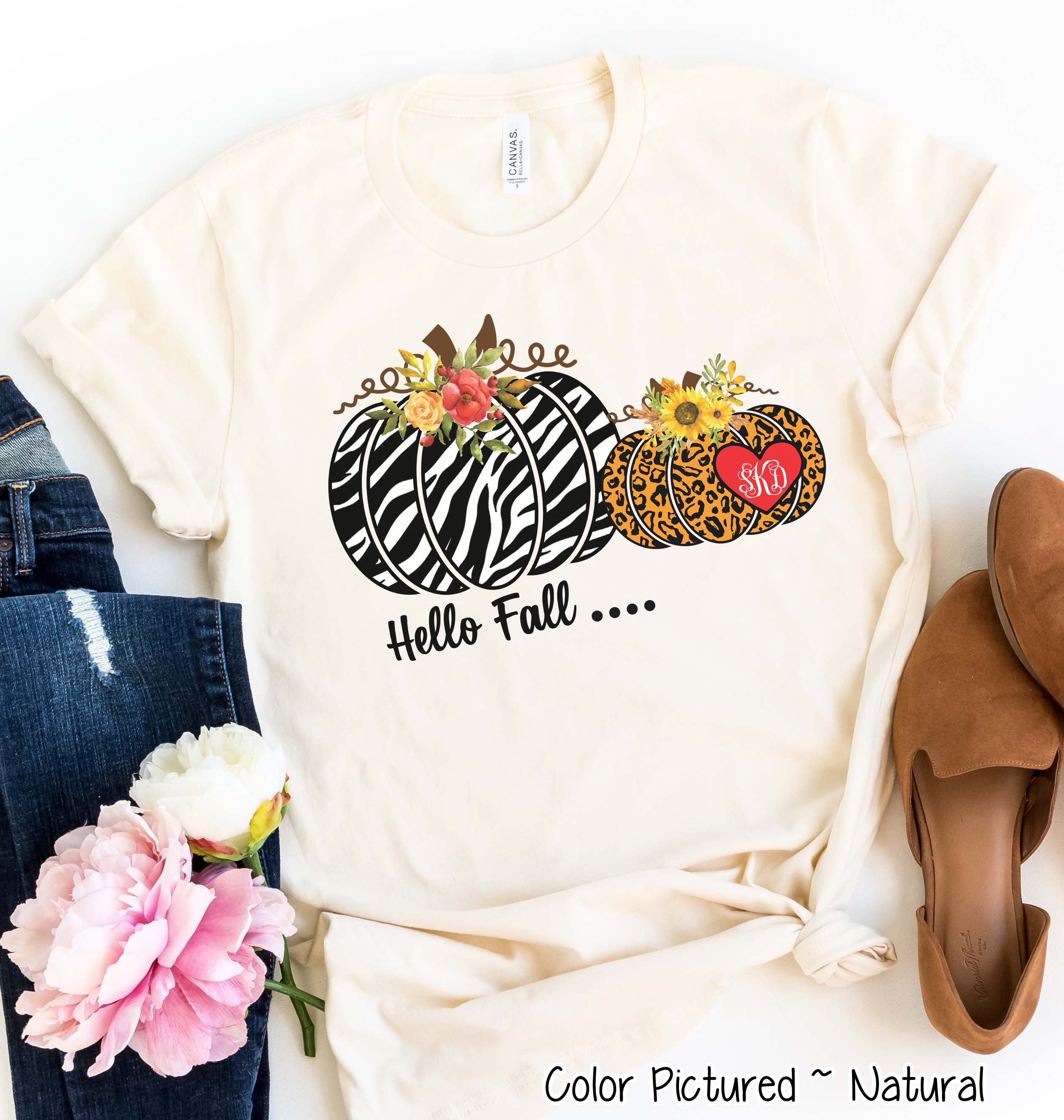 Animal Print Pumpkins with Monogram Tee