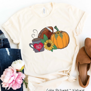 Latte Football and Pumpkin Monogram Fall Tee