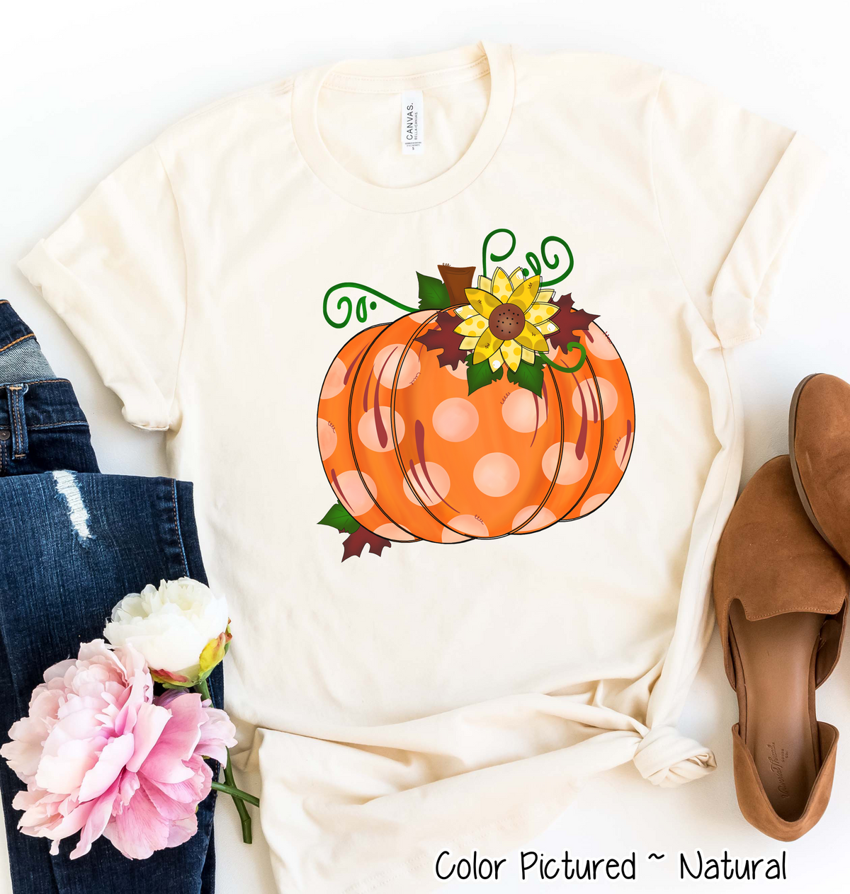 Polka Dot Pumpkin Fall Tee