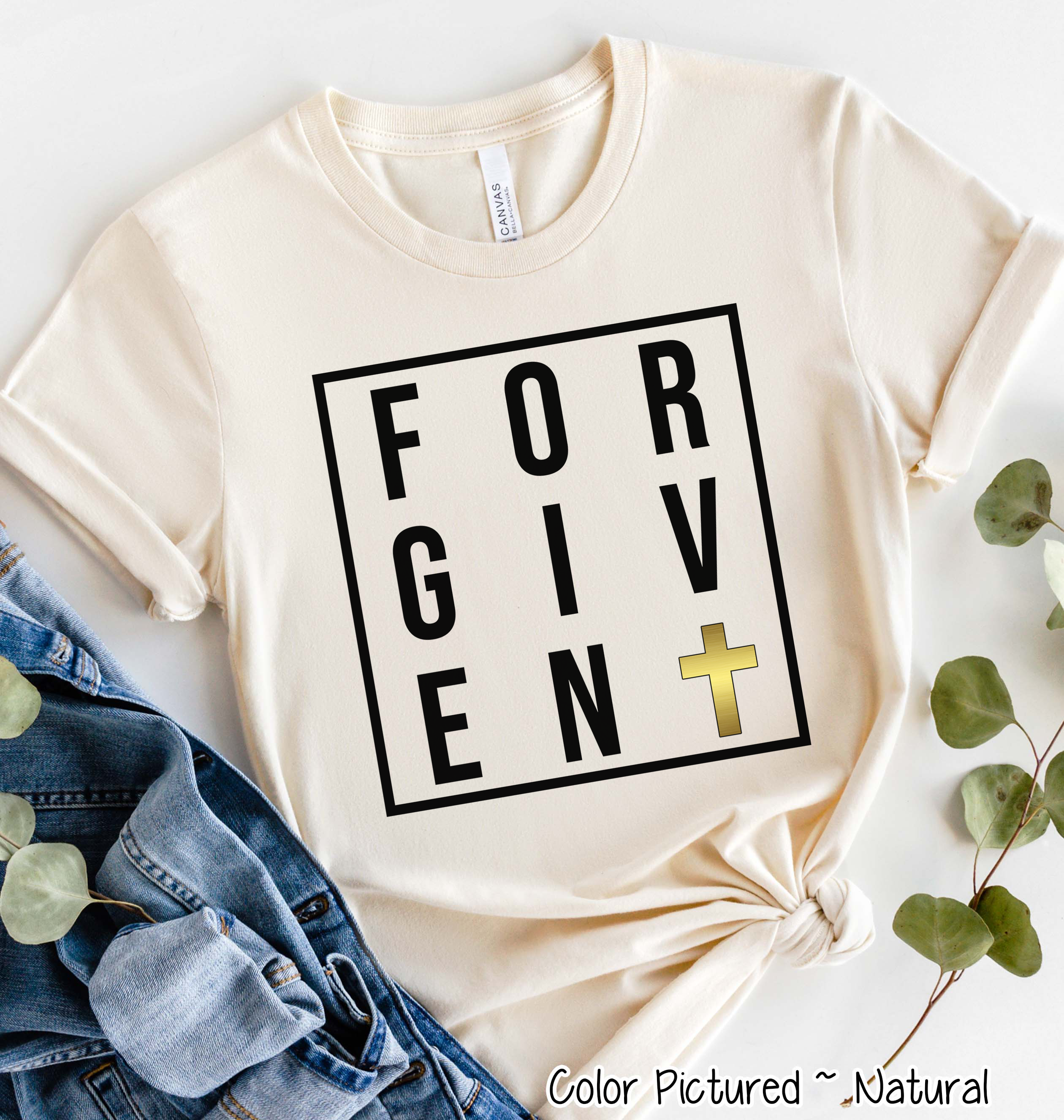 Forgiven with Gold Cross Easter Tee