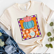 Monogram Colorful Pumpkin Stack Fall Tee