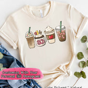 Monogram Coffee Latte Teacher Tee