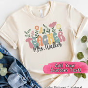 Personalized Floral Teacher Tee