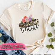 Monogram Blessed Leopard Teacher Tee