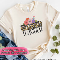 Monogram Blessed Leopard Teacher Tee