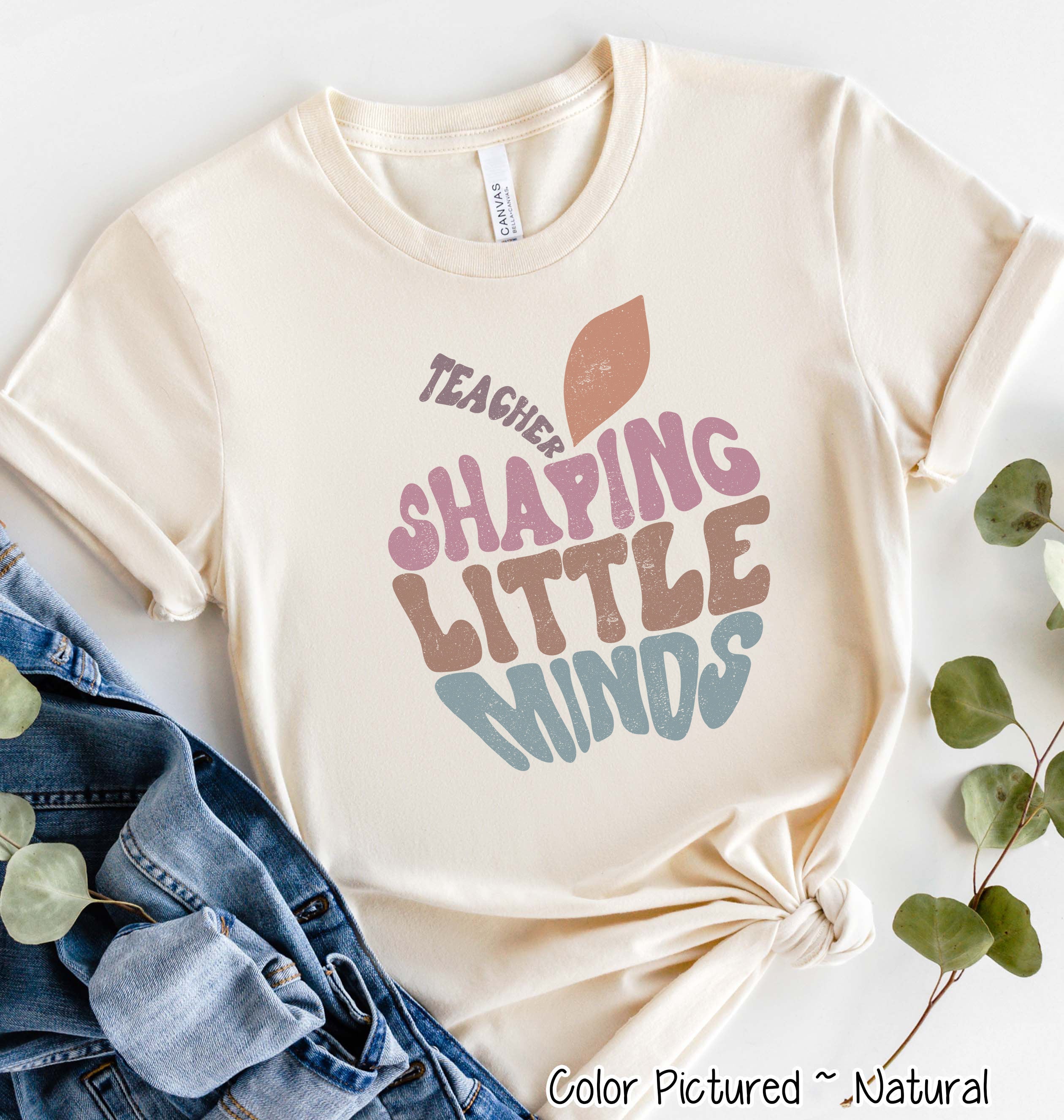 Distress Shaping Little Minds Teacher Tee