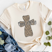 True Story Distressed Leopard Cross Easter Tee