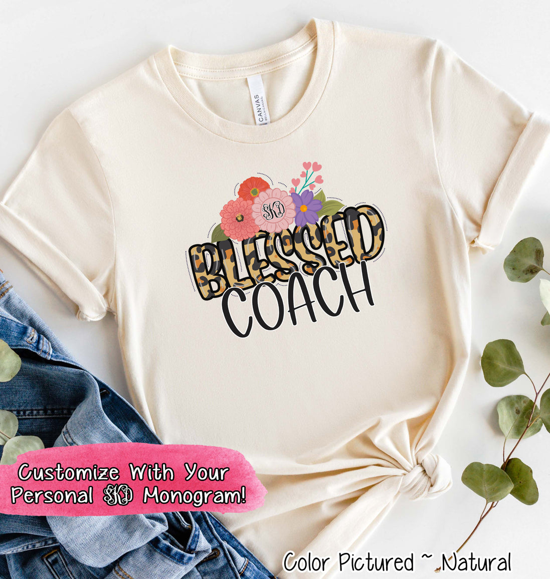 Monogram Blessed Leopard Coach Tee