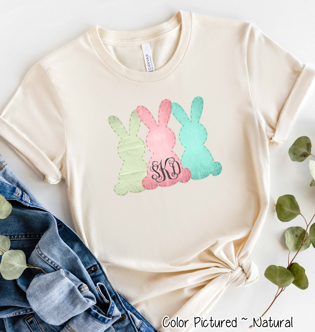 Monogram Bunny Trio Easter Tee