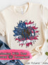 Patriotic Red White & Blue Sunflower Monogram Tee