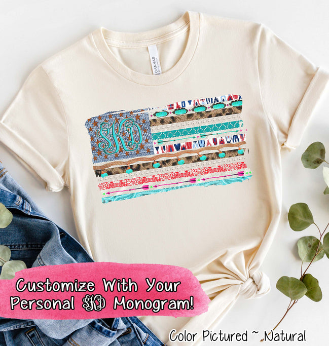 Patriotic Junky Flag Monogram Tee