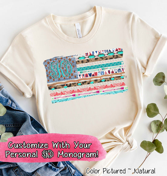 Patriotic Junky Flag Monogram Tee