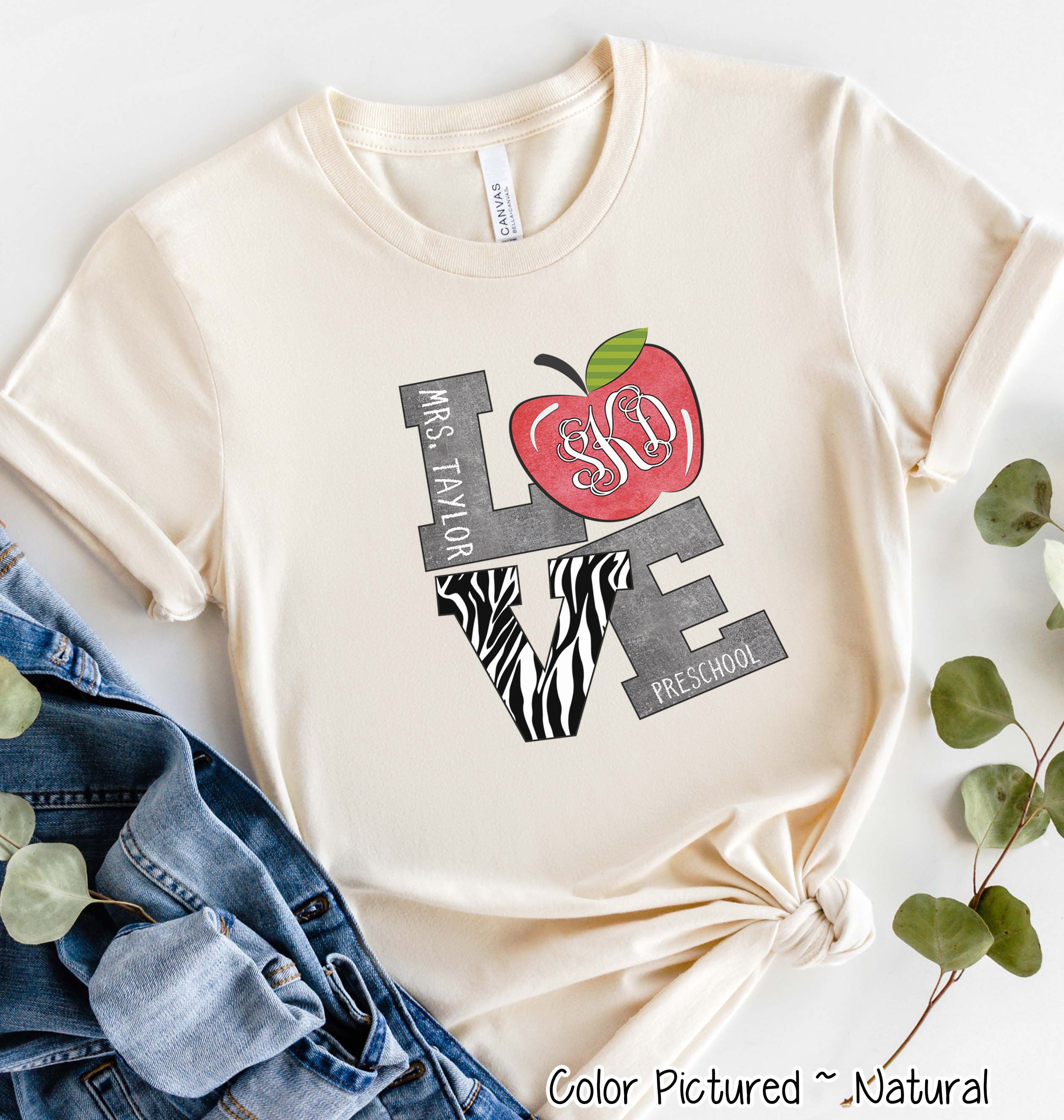 Monogram LOVE Zebra Print with Custom Text