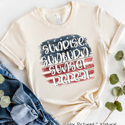 Sunrise Sunburn Sunset Repeat Patriotic Tee