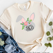 Monogram Floral Bunny Head Easter Tee