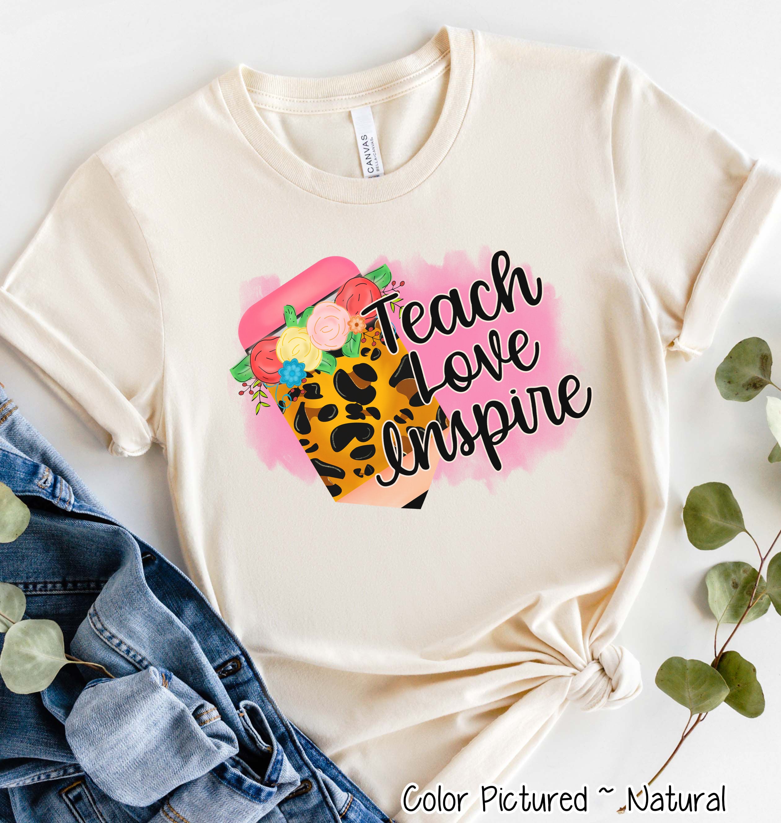 Teach Love Inspire Leopard Pencil Tee