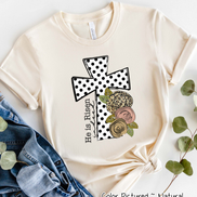 He Is Risen Black Dot Cross Easter Tee