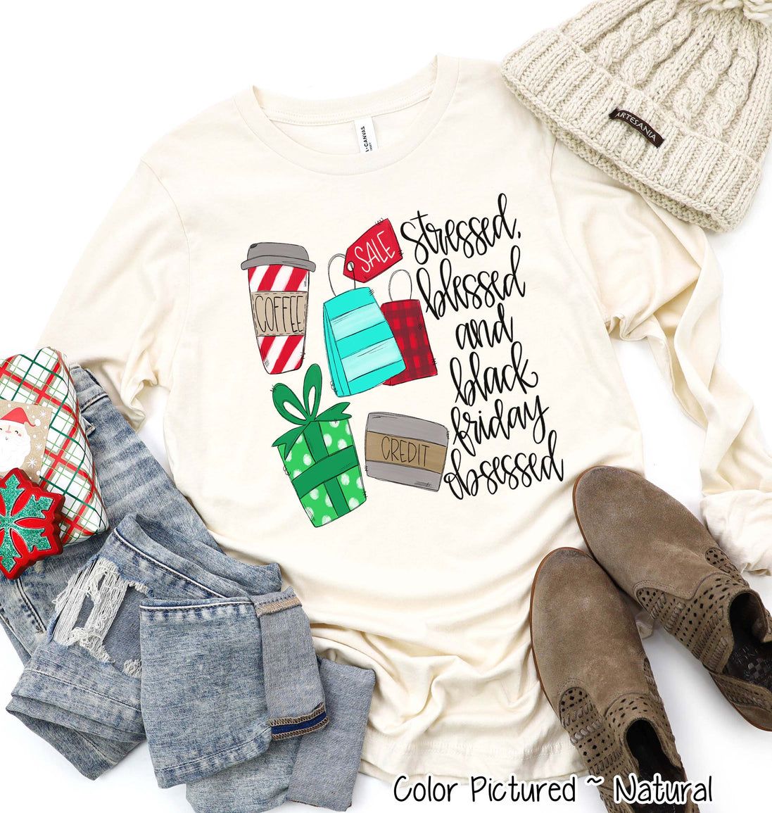 Stressed Blessed Black Friday Obsessed Holiday Tee