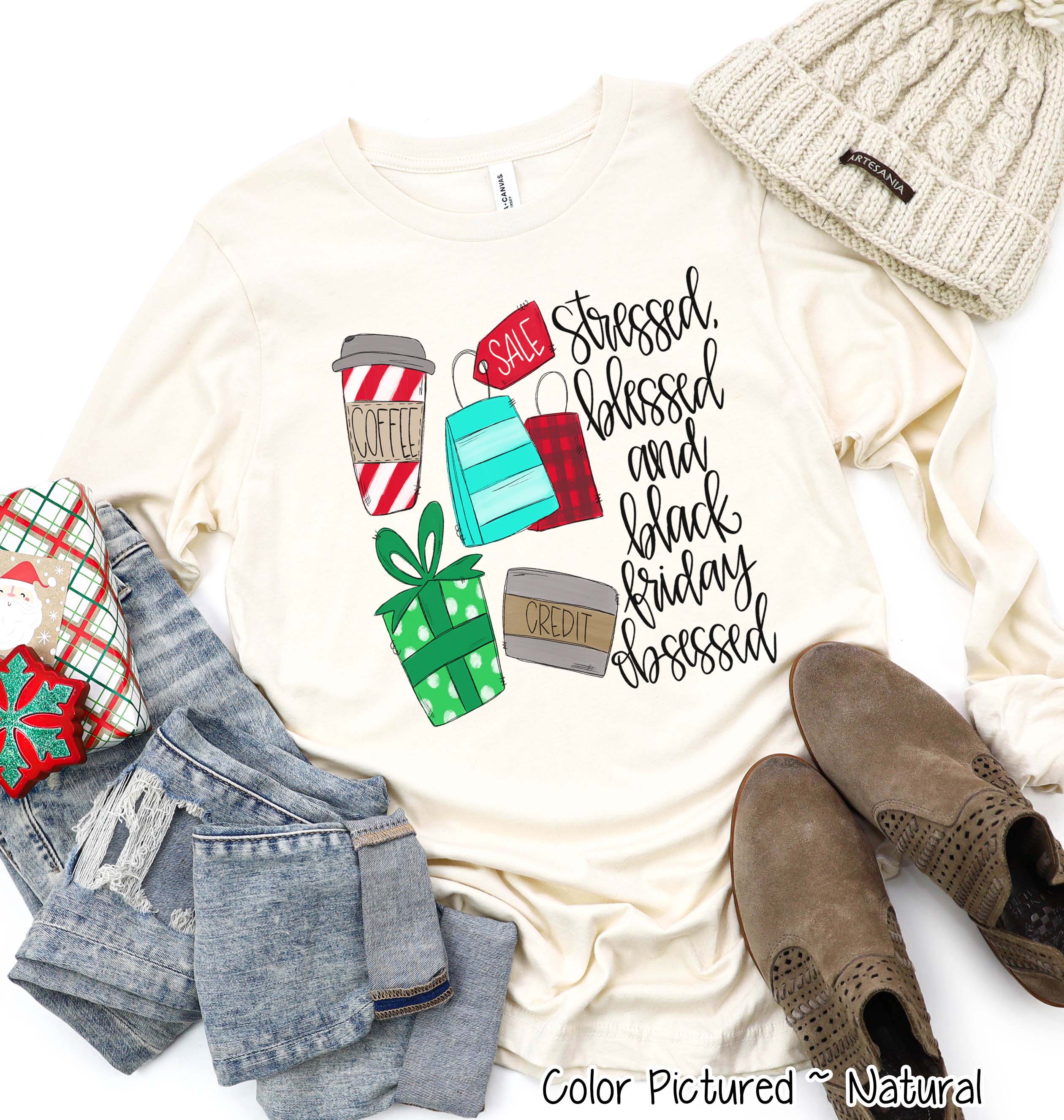 Stressed Blessed Black Friday Obsessed Holiday Tee