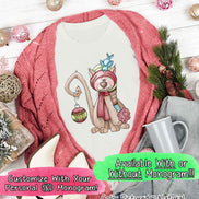 Monogrammed Christmas Cat Tee