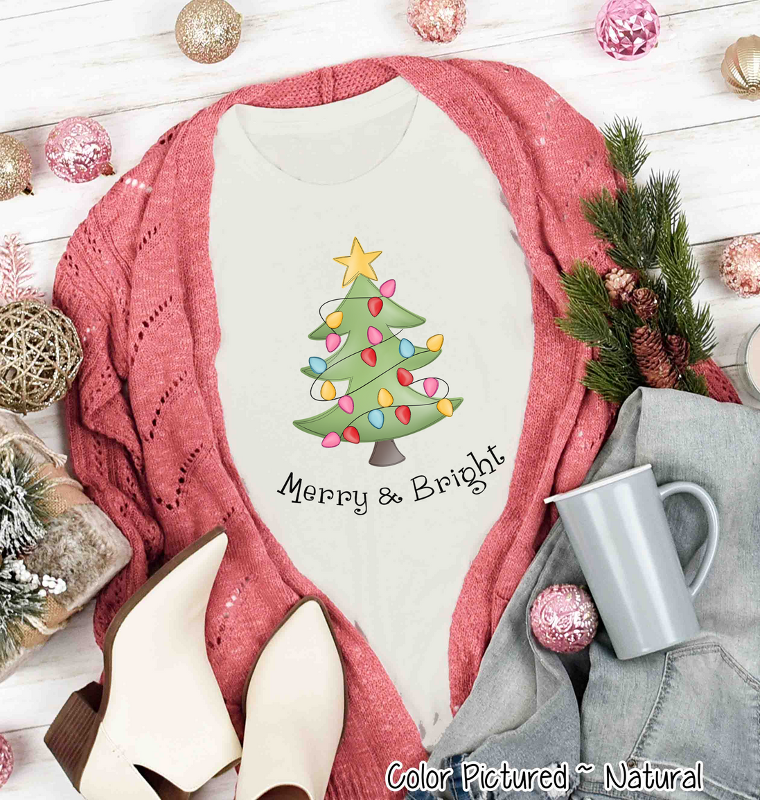 Merry & Bright Christmas Tree Tee
