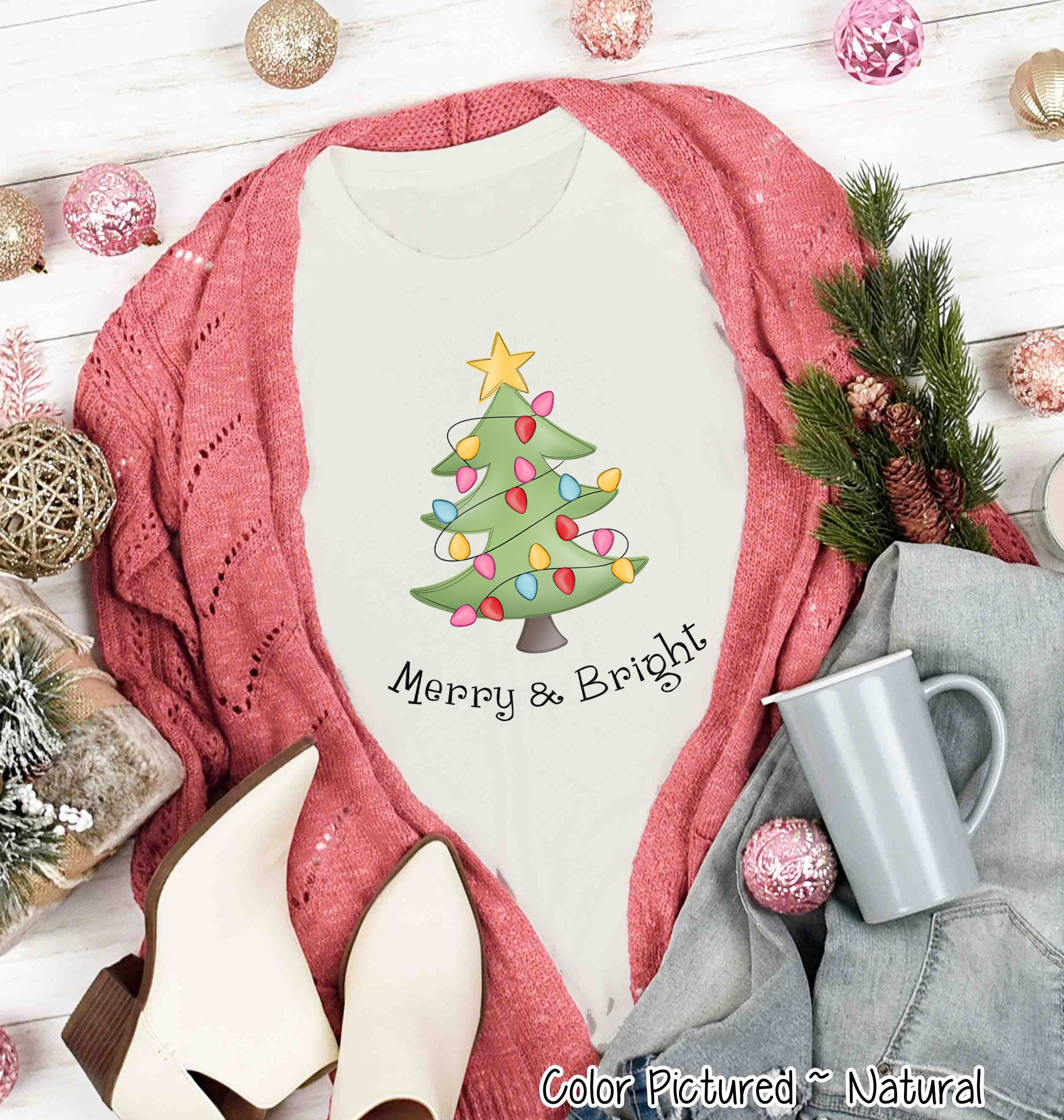 Merry & Bright Christmas Tree Tee