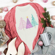 Monogrammed Modern Pastel Christmas Tree Tee