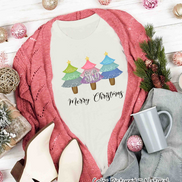 Monogrammed Merry Christmas Trees Trio Tee