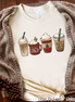 Monogrammed Set of Christmas Coffee Latte Drinks Tee
