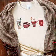 Monogrammed Coffee Latte Christmas Drinks Tee
