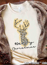 Leopard Print Reindeer Merry Christmas Tee