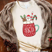 Monogrammed Buffalo Plaid Cristmas Mug Tee