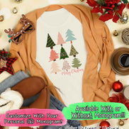 Monogrammed Merry Christmas Multi Tree Tee