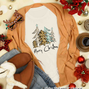 Watercolor Merry Christmas Tree Christmas Tee
