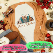 Monogrammed Animal Print Leopard Merry Christmas Tree Tee