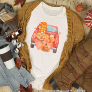 Fall Gnome Truck & Pumpkins Monogram Tee