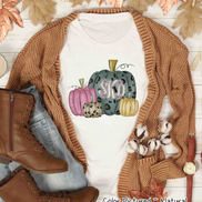 Blue Leopard, Pink, Leopard, and Gold Pumpkin Set Monogram Tee