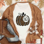 Leopard Pumpkin Monogram Tee