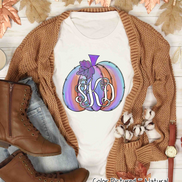 Purple Watercolor Monogram Pumpkin Tee
