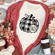 Black Plaid Monogram Pumpkin Tee