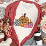 Glitter Leopard, Plaid, Watercolor, and Pink Pumpkin Monogram Set Tee