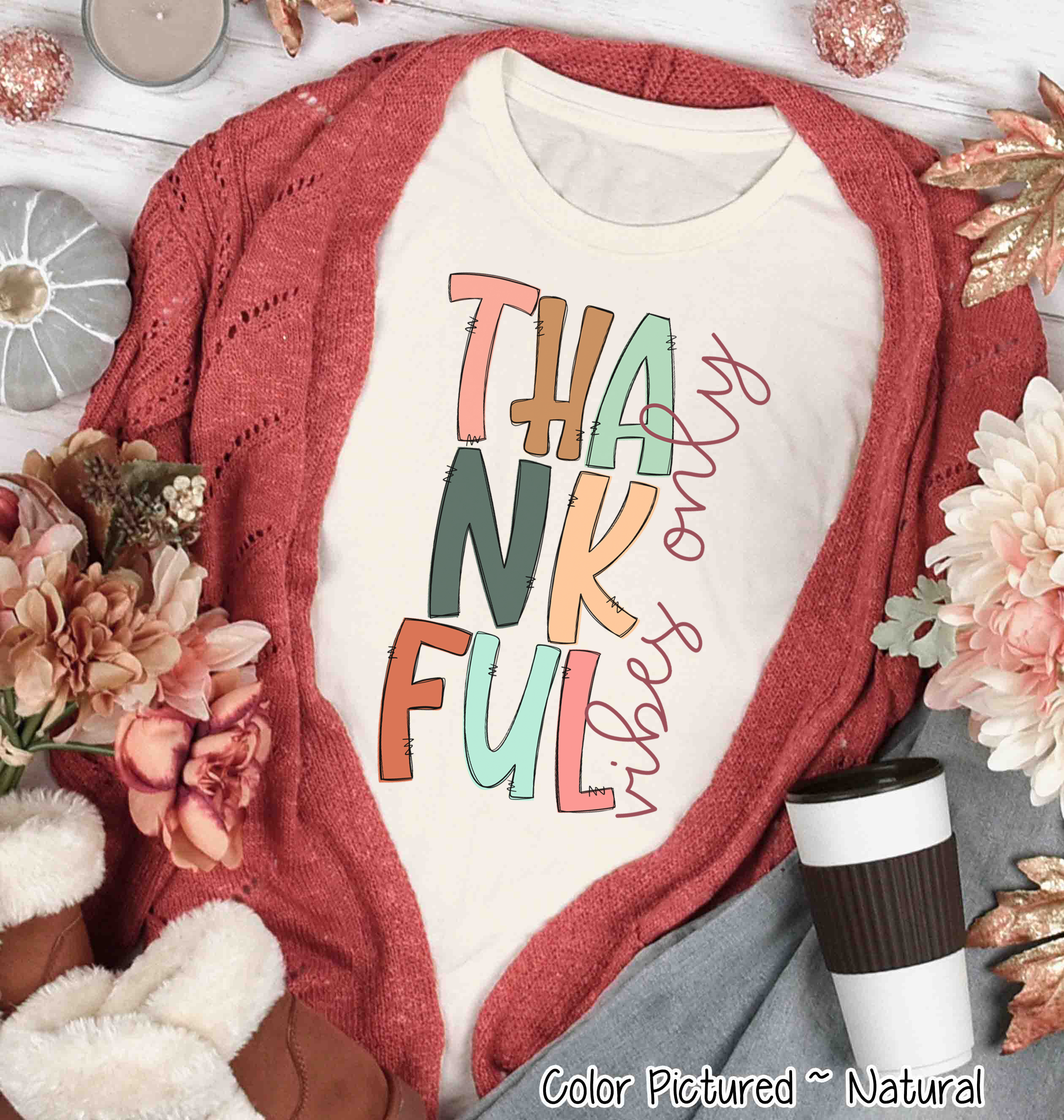 Fall Thankful Vibes Only Tee