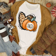 Leopard Heart and Fall Monogram Pumpkin Tee