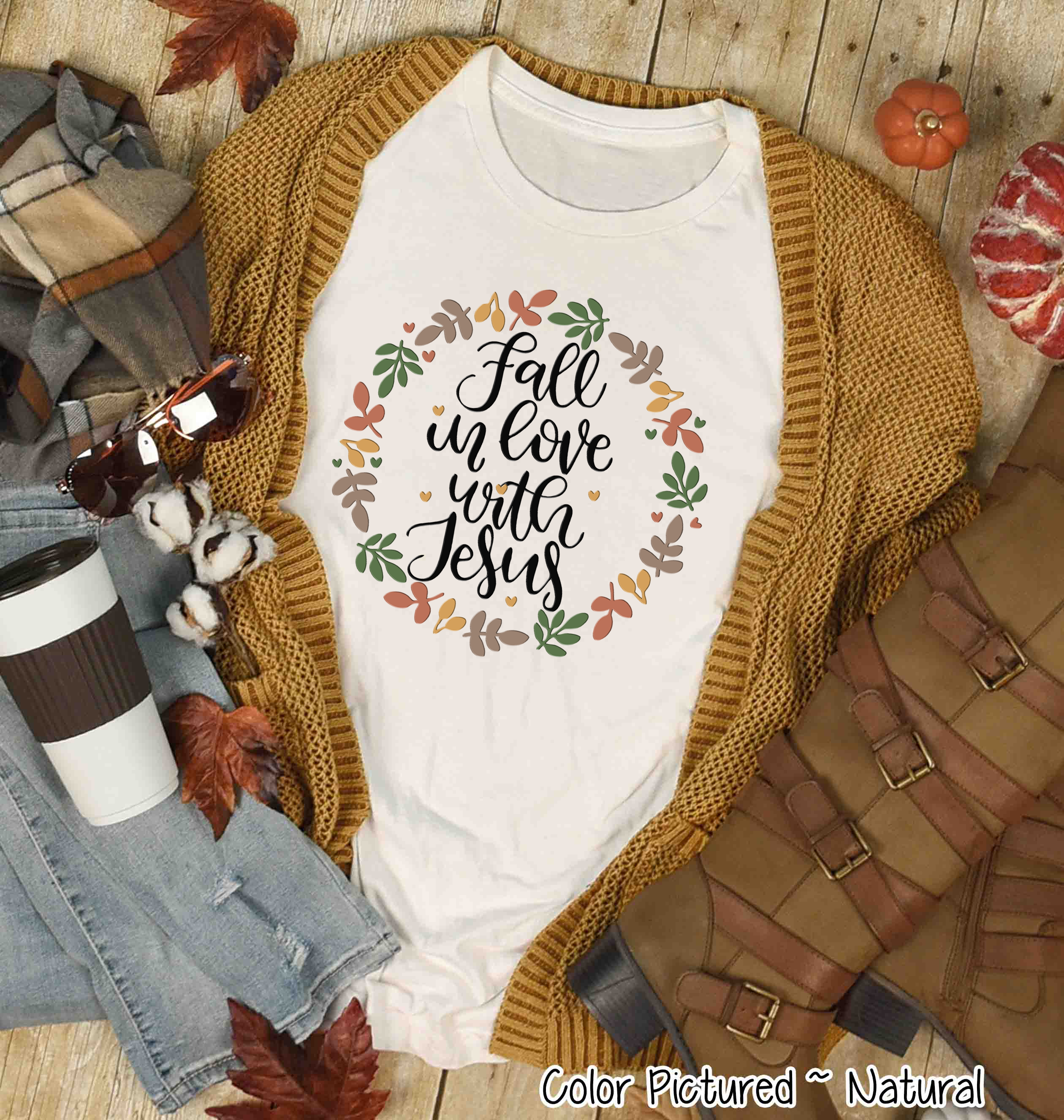 Fall In Love with Jesus Leaf Ring Tee