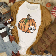 Orange Leopard Pumpkin Monogram Tee
