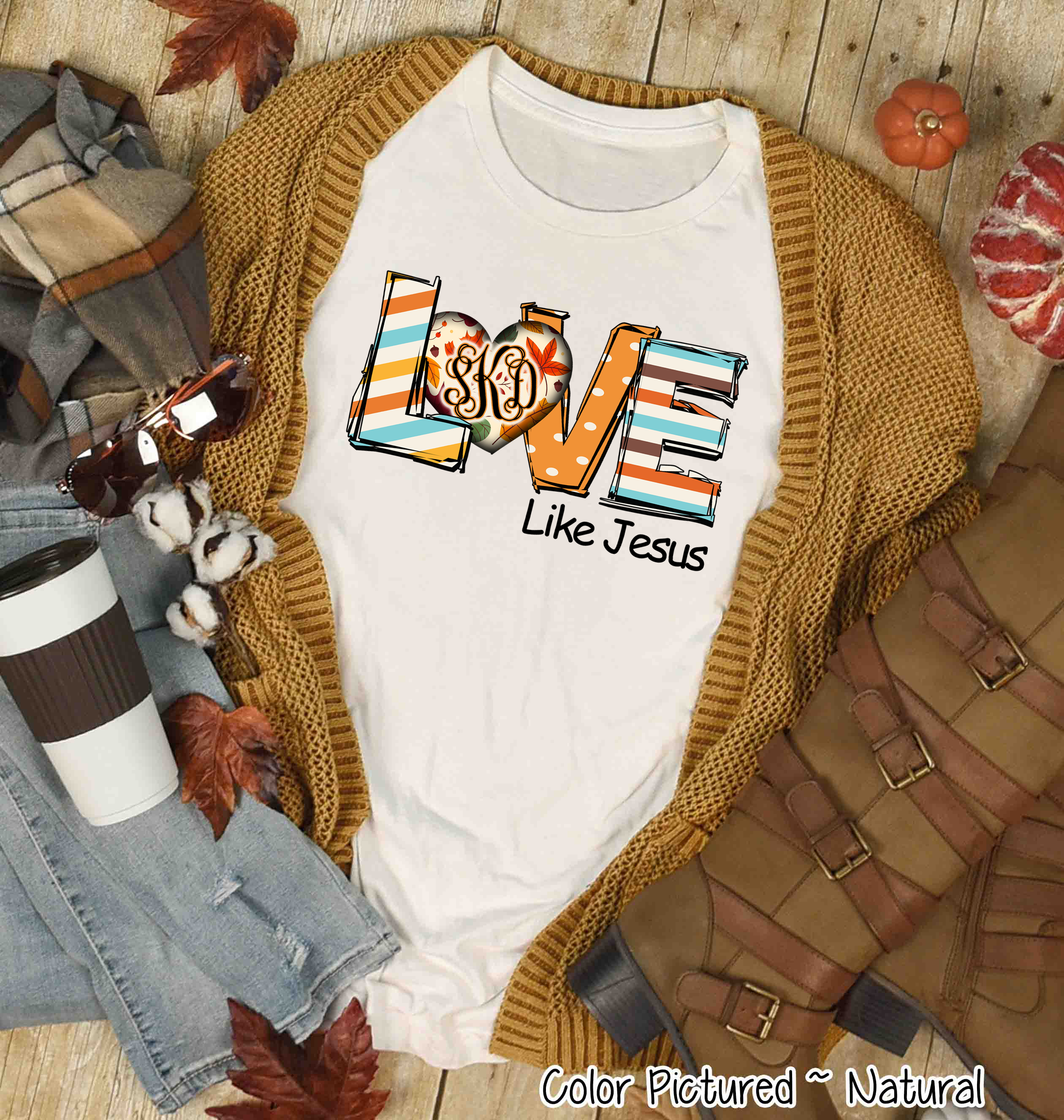 Love Like Jesus Fall Monogram Tee