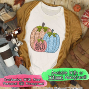 Monogram Leopard Pumpkin Trio Fall Tee